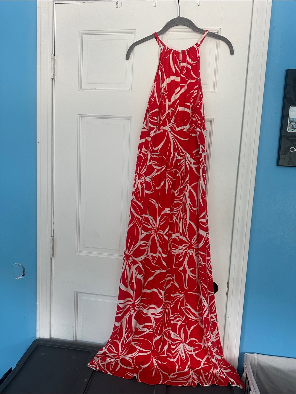 Target Red and White Floral Halter Maxi Skirt